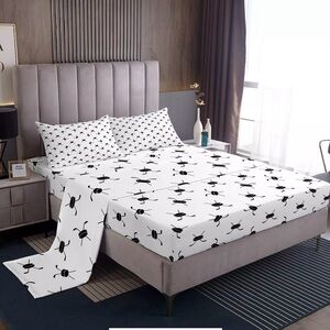 Ice Hockey Kids Sheet Full Size,Winter Ball Sports Games Competition Bedding Set